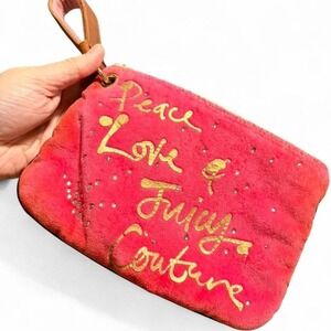 Juicy Couture pink and gold velvor wristlet bag flawed